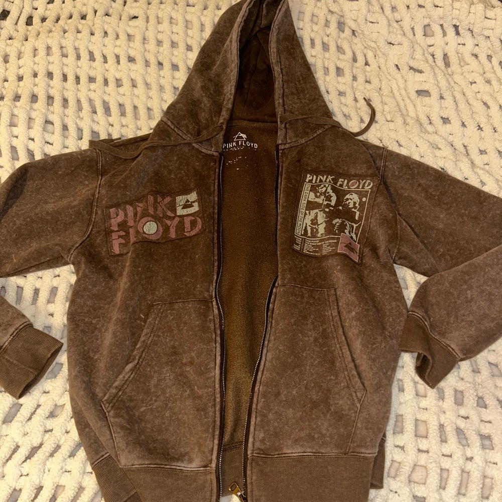 Pink Floyd Grunge Brown Zip-Up Hoodie - Picture 3 of 7